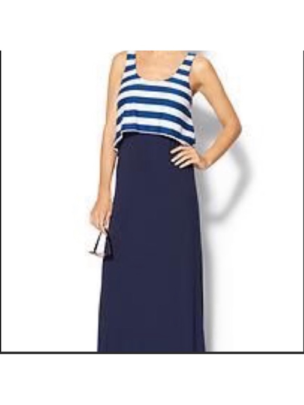 august silk Navy and White Striped Tank Maxi Dress, size M
